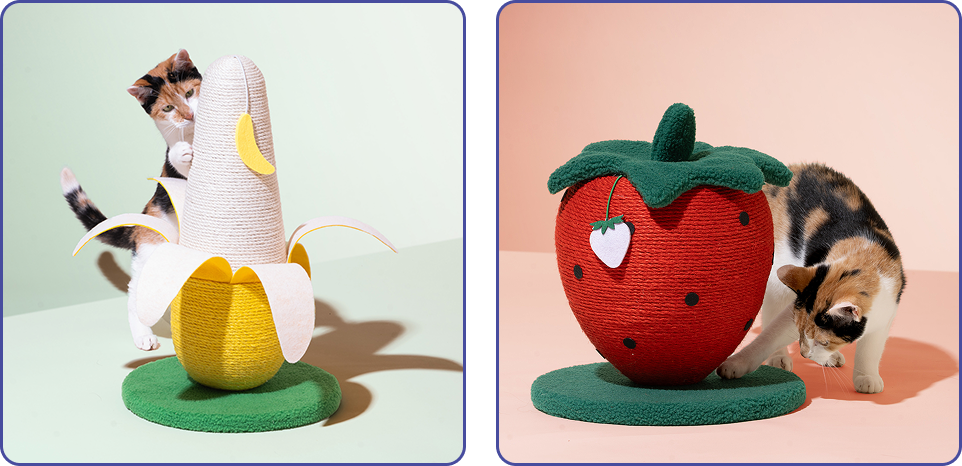 oodles pet durrable premium sisal jute cat scratcher strawberry banana for cats and kittens