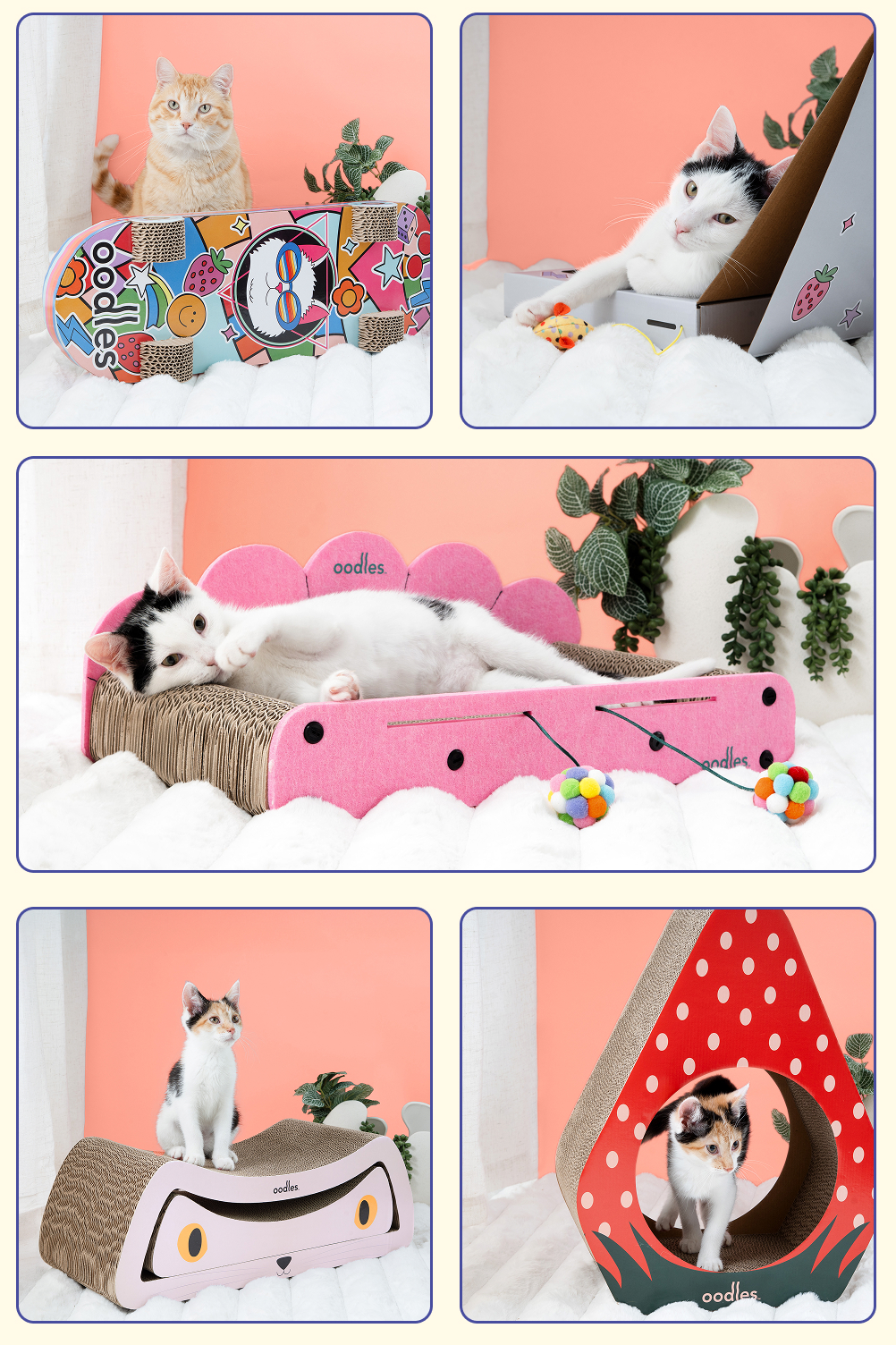 Oodles Pet fun cat scratchers for cats. Best gifts for cats.